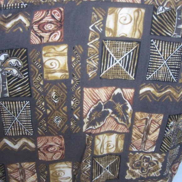 Kona Kai vtg Men Hawaiian camp shirt p2p 24 L aloha luau tropical tribal brown - Picture 6 of 7